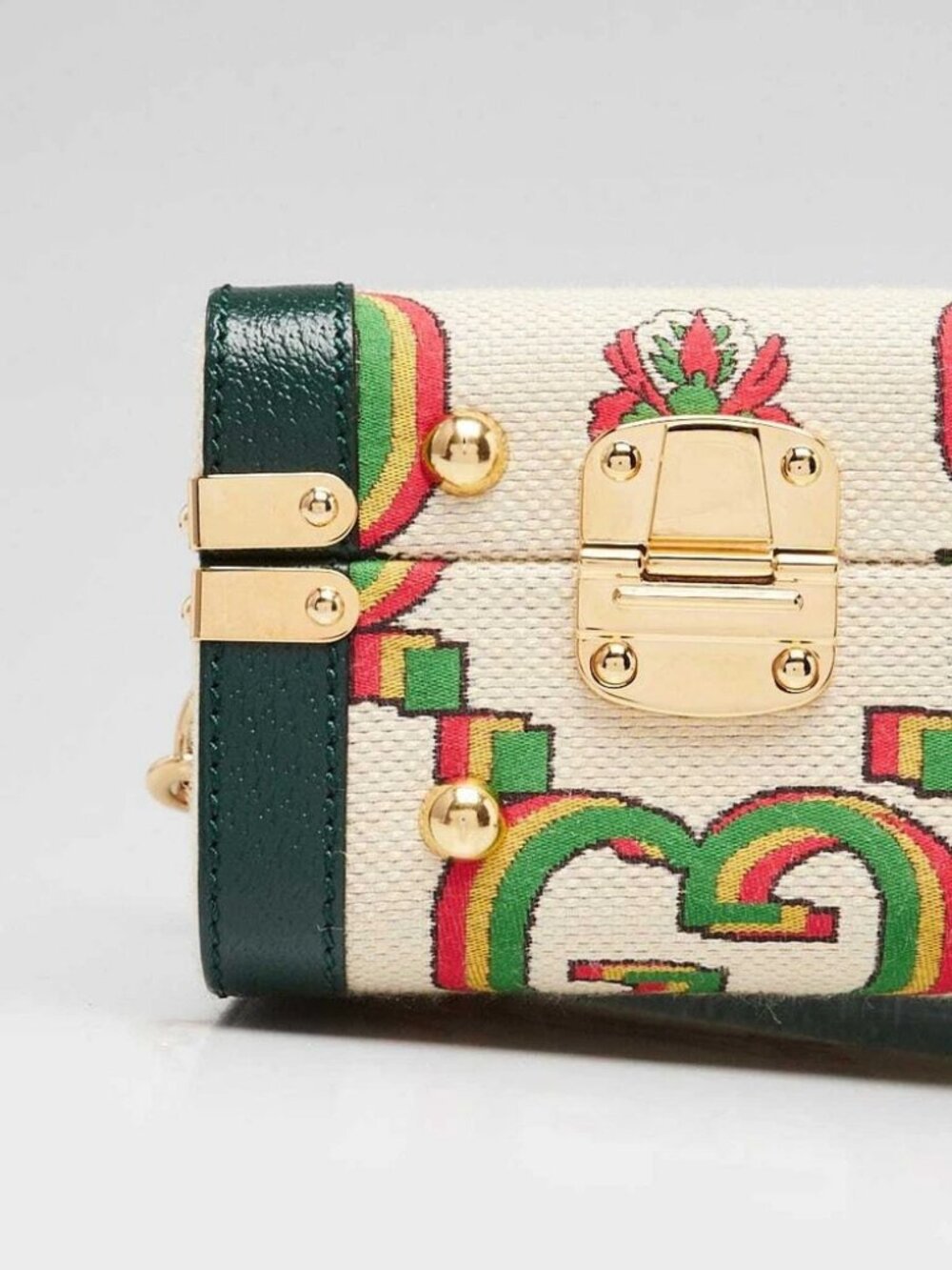 Gucci Green/Beige Canvas/Leather 100 Years Crossbody Box Bag - Picture 4 of 12